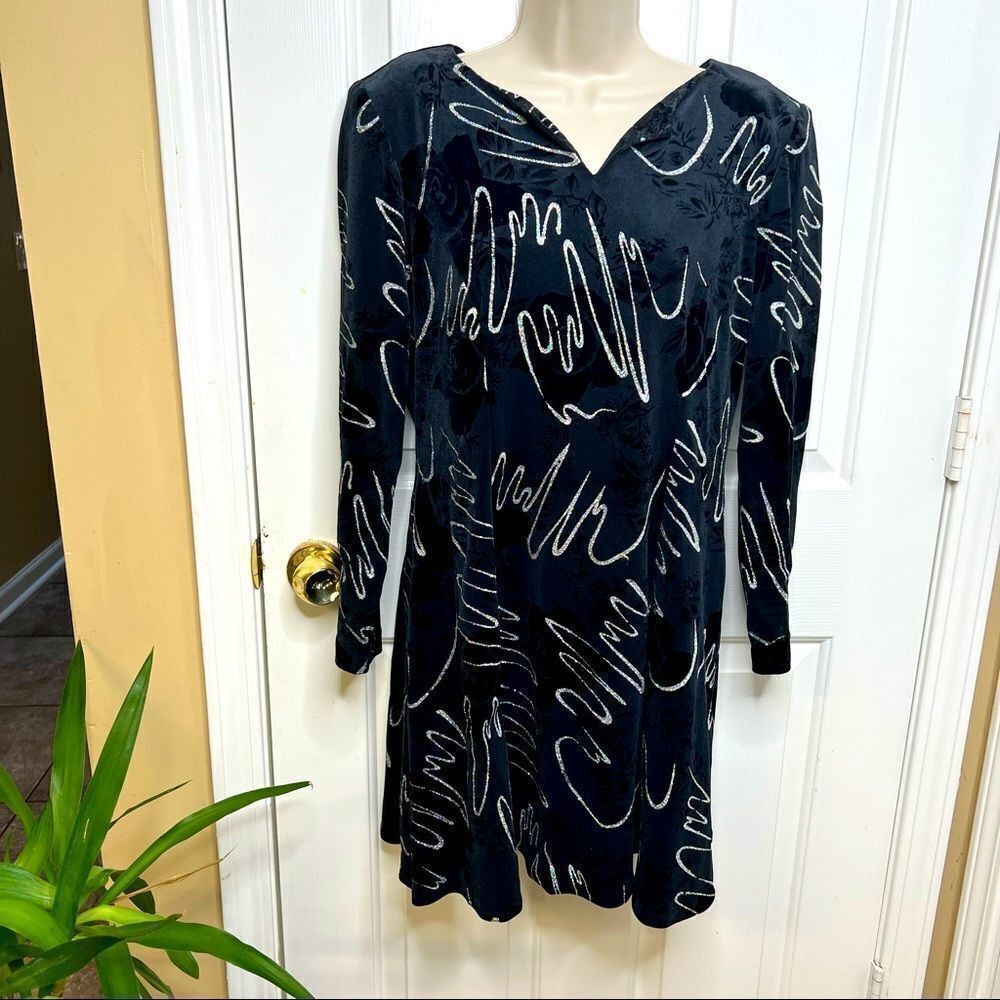 Vintage Betsy's Things Sample S/M Black Stretch Velour Silver Embellishments